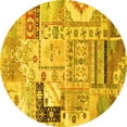 thumbnail image 1 of Ahgly Company Machine Washable Indoor Round Persian Yellow Traditional Area Rugs, 3' Round, 1 of 4