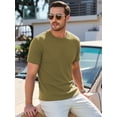 thumbnail image 2 of RICHCOIN Summer T-shirt for Men Short Sleeve Basic Tops Green Ribbed Classic Fit Crew Neck Lightweight Tee Shirt XXXL, 2 of 7