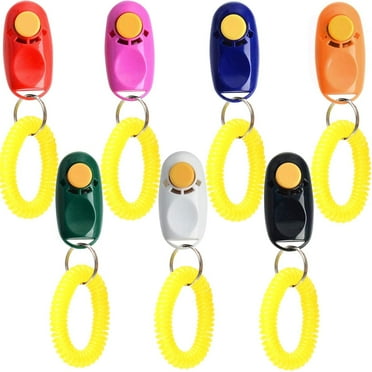 Plutput 7pcs Universal Pet Dog Training Clicker with Wrist Bands Strap for Pet Dog Training and Obedience Aid 7 Color