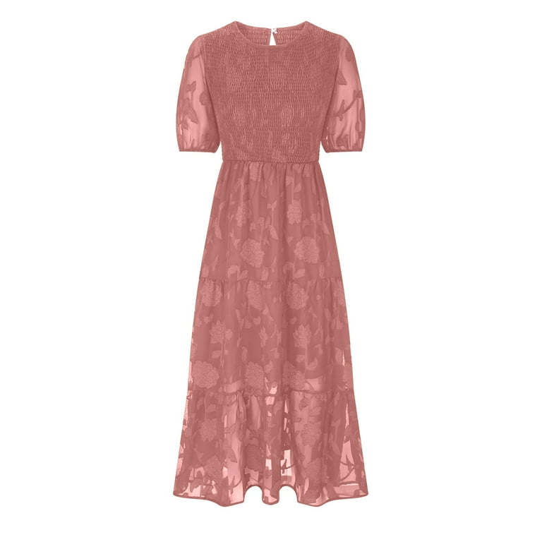 Wycnly Summer Dresses for Women Beach Casual Elastic Waist Flowy Ruffle Swing Chiffon Long Dresses 2025 Short Sleeve Round Neck Plain Maxi Formal Dress Watermelon Red XL - Walmart.com Wycnly Summer Dresses for Women Beach Casual Elastic Waist Flowy Ruffle Swing Chiffon Long Dresses 2025 Short Sleeve Round Neck Plain Maxi Formal Dress Watermelon Red XL - Walmart.com