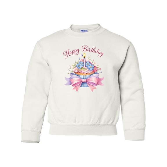Inktastic Happy Birthday Cupcake Youth Sweatshirt