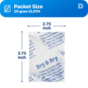 20 Gram [30 Packs] Dry & Dry Premium Silica Gel Packets Desiccant Dehumidifiers - Rechargeable Fabric