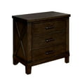 thumbnail image 2 of Newboti Furniture Rustic Style Dark Walnut Finish 1pc Nightstand Bedroom Furniture Solid wood 3-Drawers bedside Table Black Bar Pulls 09171, 2 of 6