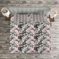 thumbnail image 3 of Ambesonne Flamingo Quilted Bedspread Set 3 Pcs, Orchid Palm, Queen Size, Coral Black Grey, 3 of 3