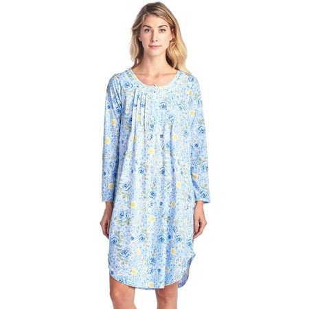 

Casual Nights Women s Floral Pintucked Long Sleeve Nightgown