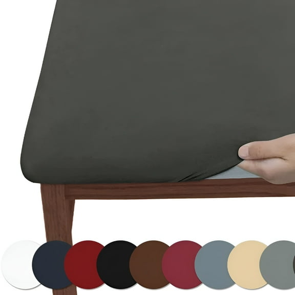 LAMIRO Waterproof Seat Covers for Dining Room,Stretch Removable Washable Chair Seat Slipcovers Protector,Kitchen Chair Seat Covers (4pcs,Dark Grey)