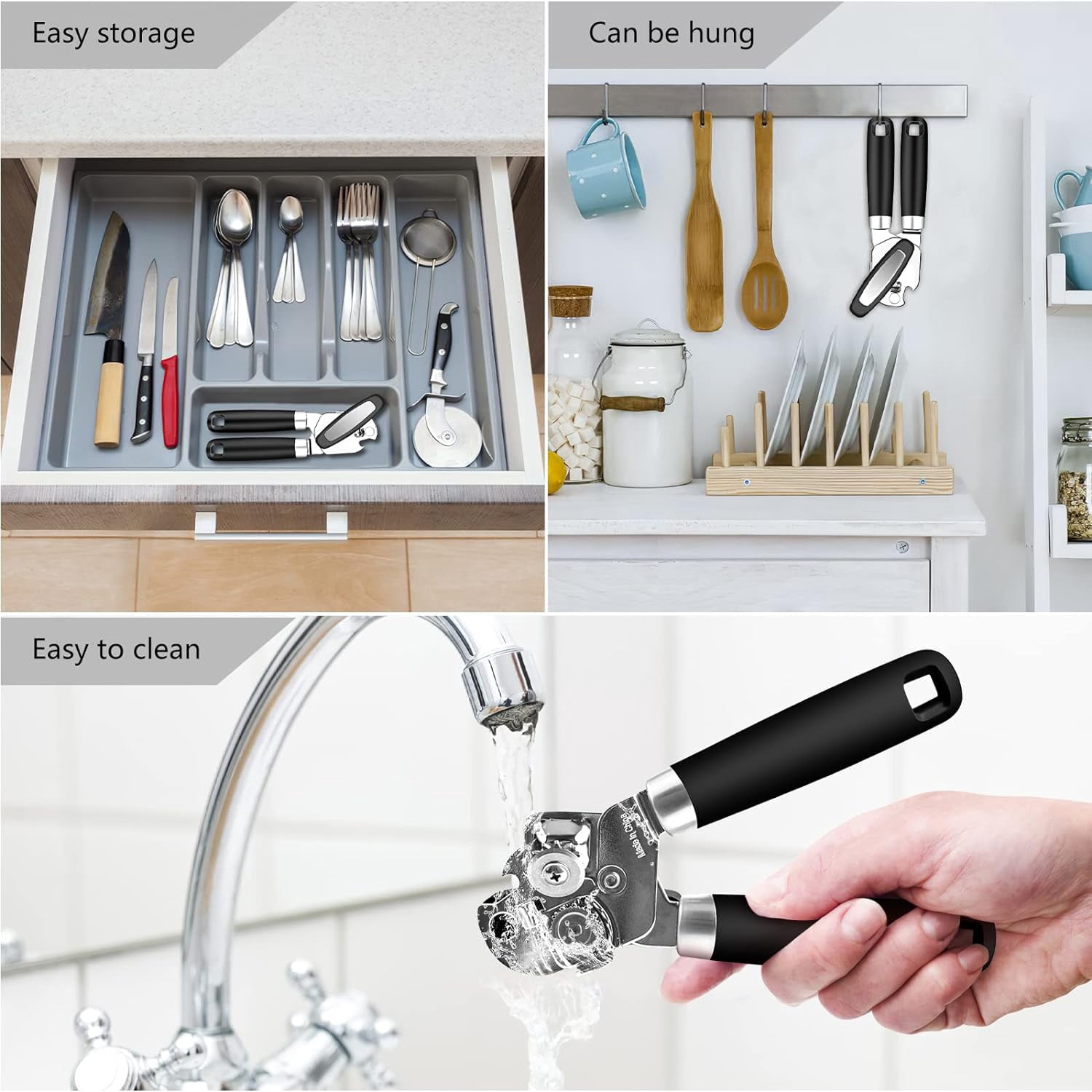 FRKSMD-Can Opener,Professional 3-In-1 Multifunctional Manual Can Openers Bottle Opener,Kitchen Durable Stainless Steel Heavy Duty Can Opener Smooth Edge for Kitchen Seniors Friendly