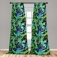 thumbnail image 2 of Leafy Design Window Curtains, Tropical Vibes Leaves Silhouettes with Flowers on Jumble Back, Lightweight Decor 2-Panel Set with Rod Pocket, Pair of - 28"x84", Charcoal Grey Lime Green, by Ambesonne, 2 of 3