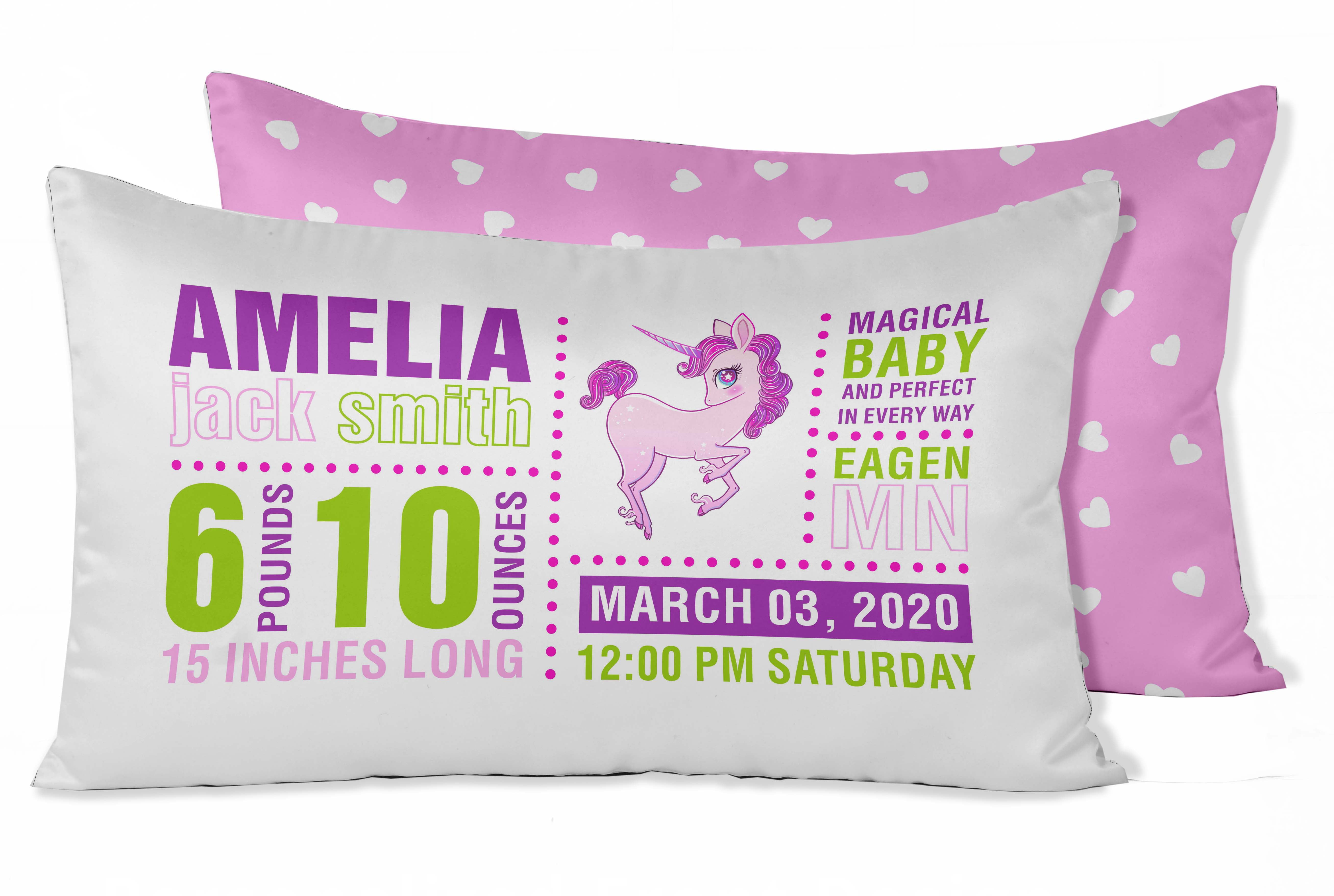 Printtoo Personalized Birth Announcement Pillow-Custom Unicorn BirthStats  Baby Girl Gift Keepsake Nursery Dcor-12x20 Inches - Walmart.com