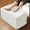 White, variant on Rectangular Pouf Ottoman, Stuffed Floor Pouf with Foam Chunk Filling, Soft Coral Fleece Furry Foot Rest Stool, Multi-Use Ottoman for Living Room, Wide Stripe Boho Decor, Beige