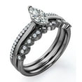 thumbnail image 4 of JeenMata 2 Prong Pave Set - 1.75 Carat Marquise Cut - Art Deco Milgrain Filigree - Solitaire Engagement Ring - Trio Bridal Ring Set - 18K Black Gold Plating over Silver, 4 of 6