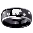 thumbnail image 2 of Tungsten Bear and Paw 8mm Glossy Black 2 Tone Dome Polished Edges Men Ring, 2 of 2