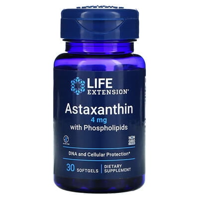 Life Extension | Astaxantina con fosfolípidos, 4 mg, 30 cápsulas. Suplemento alimenticio.