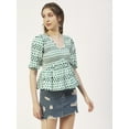 thumbnail image 3 of Moomaya Womens Smocked Printed Top, Womens Elbow Sleeve Tops For Summer, 3 of 8