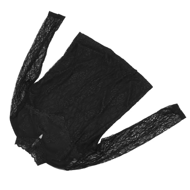 Blusa de manga larga transparente para mujer, blusa de manga larga para mujer, blusa de encaje floral para mujer, blusa ajustada con empalme de encaje para mujer, máxima comodidad