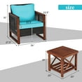 thumbnail image 4 of Costway 3-Piece Wicker Outdoor Patio Dining Set with Square Table, Turquoise, 4 of 12