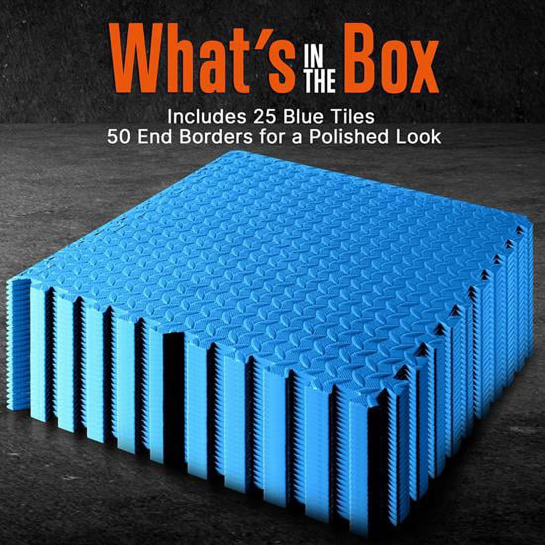 Thick Puzzle Exercise Mat, 25 Pcs EVA Foam Interlocking Tiles Protective Flooring for Gym Equipment and Cushion for Workouts, Durable Non-Skid Texture, Easy to Assemble, Blue