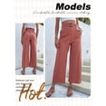 thumbnail image 6 of QAFOPEH Women Solid Color Tie Waist With Pockets Wide Leg Pant, 6 of 7