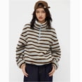 thumbnail image 2 of Women's Striped Fleece Jacket Half Zip Sherpa Pullover Trendy Oversized Warm Fuzzy Sweatshirt, 2 of 4