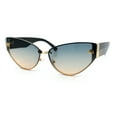 thumbnail image 4 of Womens Metal Frame Rimless Oversized Luxury Fashion Cat Eye Sunglasses Gold Black - Blue Beige, 4 of 7