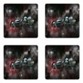 thumbnail image 1 of Galaxy Coaster Set of 4, Spaceship in Interstellar Travel on a Galactic Starfield Alien Fantasy Science Fiction, Square Hardboard Gloss Coasters, Standard Size, Black, by Ambesonne, 1 of 2