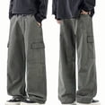 thumbnail image 5 of FRSASU Wide Leg Cargo Pants for Men Stretch Cotton Loose Versatile Athletic Hiking Pants with Pockets Army Green, 5 of 7