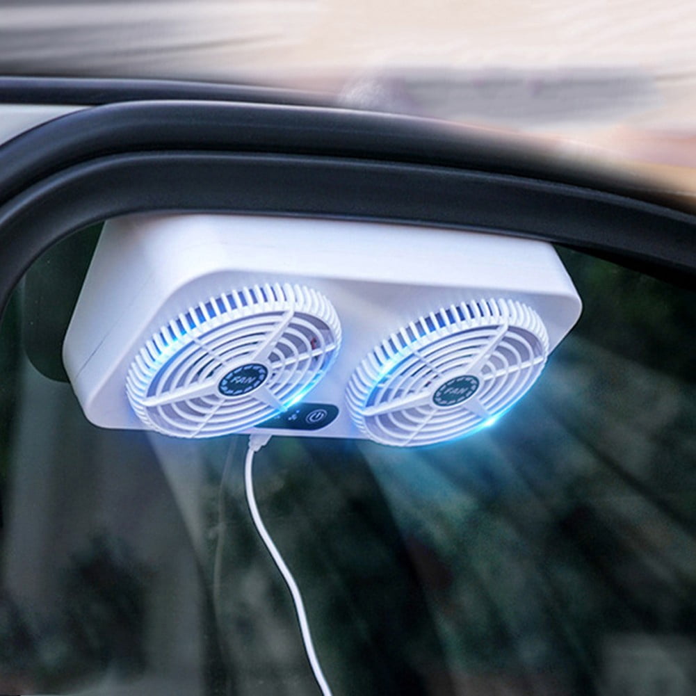 Car Ventilation Cooling Fan for Window Solar Powered Ventilator USB Rechargeable