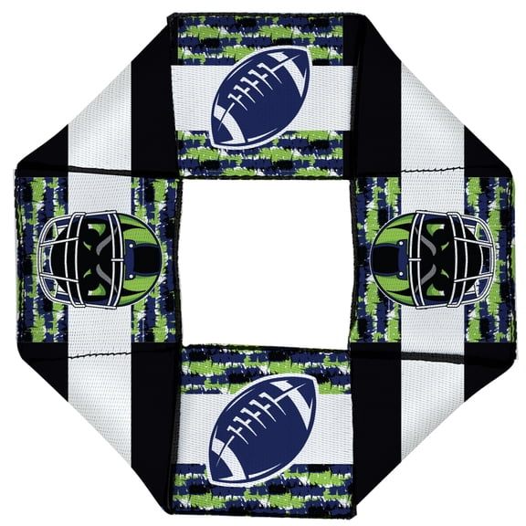 Dog Toy Octagon Flyer Football Helmet Scribble Stripe Black White Neon Green Blue