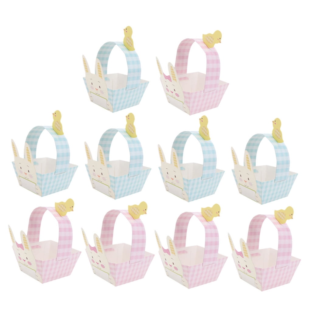 15 Pcs Handheld Paper Basket Easter Wicker Storage Cake Decorations