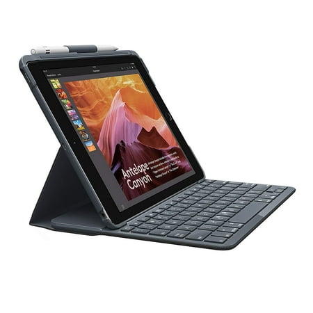 Logitech Slim Folio with Integrated Bluetooth Keyboard for iPad (5th and 6th Generation) - Bulk Packaging - Black