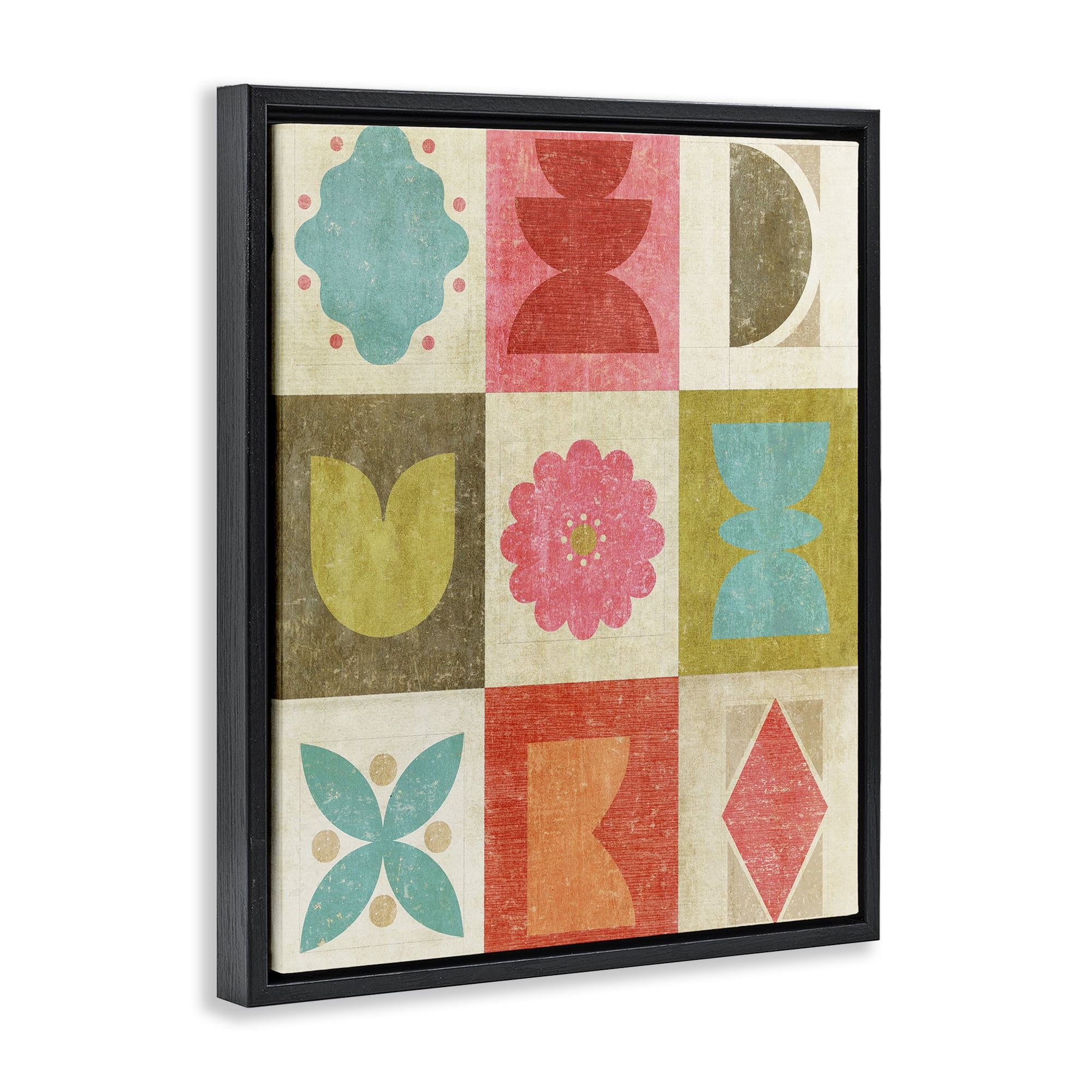 Stupell Industries Happy Dance Geometrics Black Framed Floater Canvas Wall Art, design by Suzanne Nicoll