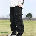 thumbnail image 2 of Odeerbi 5-14 Años Niños Cargo Pantalones Impermeable Softshell Pantalones Cortavientos Color Sólido Casual Straight Leg Pantalones de Trabajo Con Bolsillo, 2 of 5