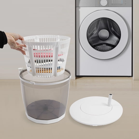 2 in 1 Portable Manual Washing Machine, Non-Electric Washing Machine, Clothes Spin Dryer, for Clothes, Underwear Small Items, Dorm, Camping (Grey)