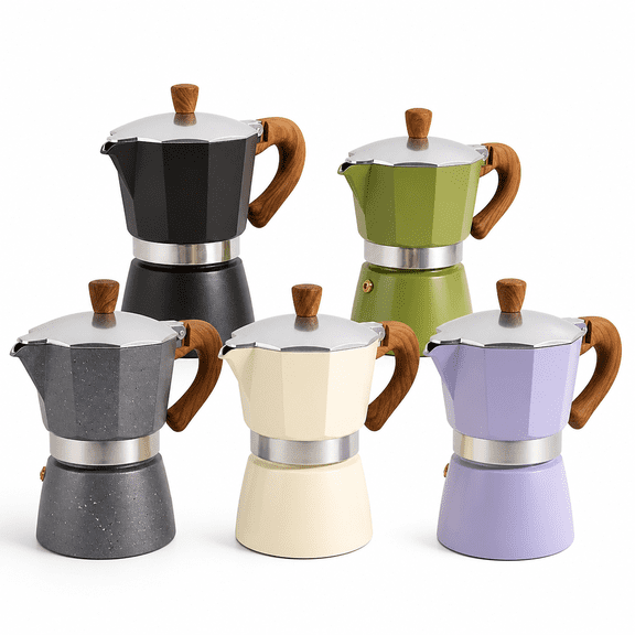 Florvian Moka Pot Italian Coffee Maker 3 cup/5 OZ Stovetop Espresso Maker for Gas or Electric Ceramic Stovetop Camping Manual Cuban Coffee Percolator for Cappuccino or Latte