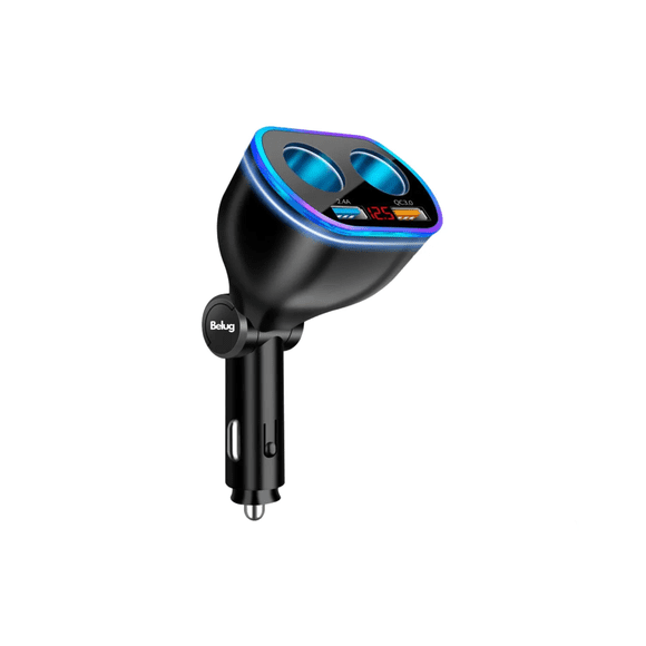 Cargador De Auto Usb Para Celulares Con 2 Puertos Rápidos Belug Negro