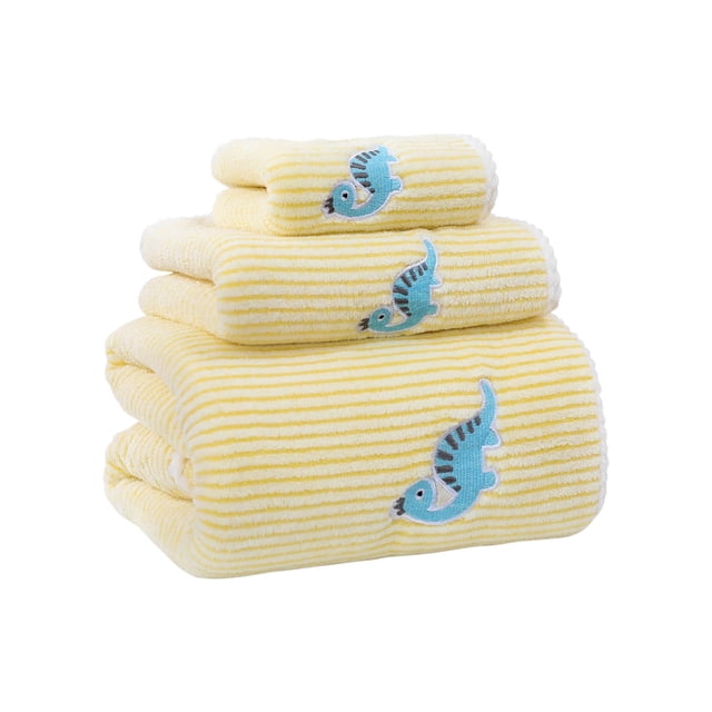 Home Kitchen Bathroom Textile Deals!Pcksrro Coral Velvet Set Little Dinosaur Series Soft Water Absorbent Mother Set Scarf