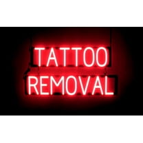 SpellBrite TATTOO REMOVAL LED Sign for Business. 29.0" x 15.0" Red TATTOO REMOVAL Sign Has Neon Sign Look With Energy Efficient LED Light Source. Visible from 500 Feet, 8 Animation Settings.