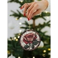 thumbnail image 5 of Stained Glass Red Rose Christmas ornament, Christmas decoration, holiday present idea, heirloom keepsake, round ceramic, gift Exchange, bauble present, gift idea, 5 of 8