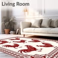 thumbnail image 2 of ODIKA 2'x3' Machine Washable Non-Slip Area Rug, Vintage Barnyard Rooster with Folk Art Design High Traffic Rug with Pad, Red, 731829, 2 of 8