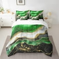 thumbnail image 2 of Black and Green Marbling Bedding Comforter Sets 7 Pieces Watercolor Stripe Bed in a Bag, Abstract Marble Twin Bedding Sets Foil Print Comforter Set, Aesthetic Gold Metallic Bedding Sets Bedroom Decor, 2 of 4