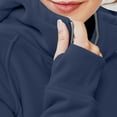 thumbnail image 4 of Linfrsh Womens Lined Half Zipper Sweatshirts Funnel Neck Long Sleeve Oversized Pullover Hoodies with Thumb Holes Navy,XL, 4 of 4