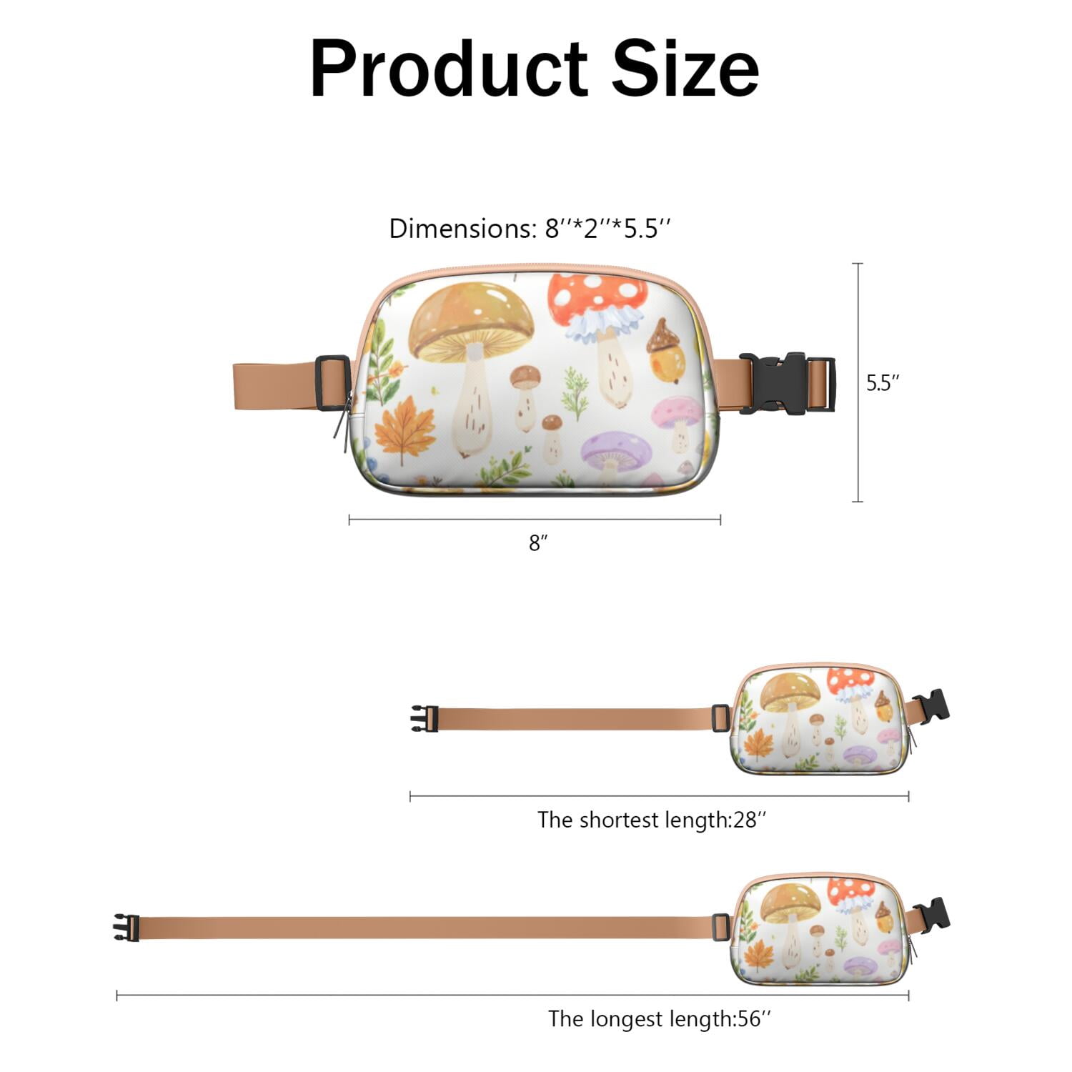 Cross Body Bag for Sports Enthusiasts Commuters Waist Bag & Hip Bum Bag with Adjustable Strap for Casual Running Hiking Cycling Mushroom Sporty Waist Pack