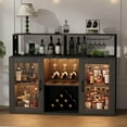 thumbnail image 5 of Luku Bar / Liquor Cabinet with Power Outlets Led Lights and Glass Holder, for Home, Kitchen, Black, 5 of 6