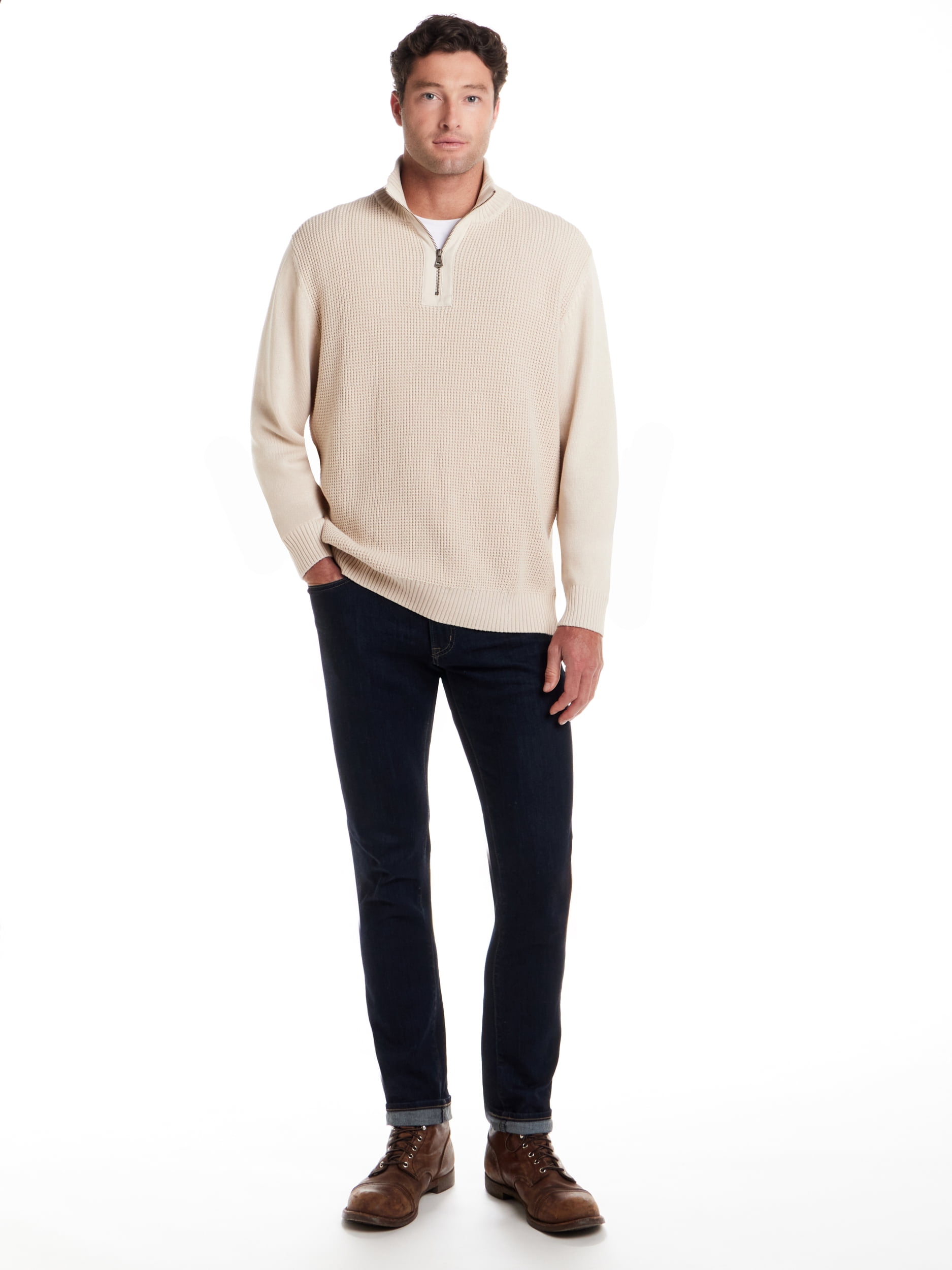 Frontier Threads Men's Quarter-Zip Cotton Sweater