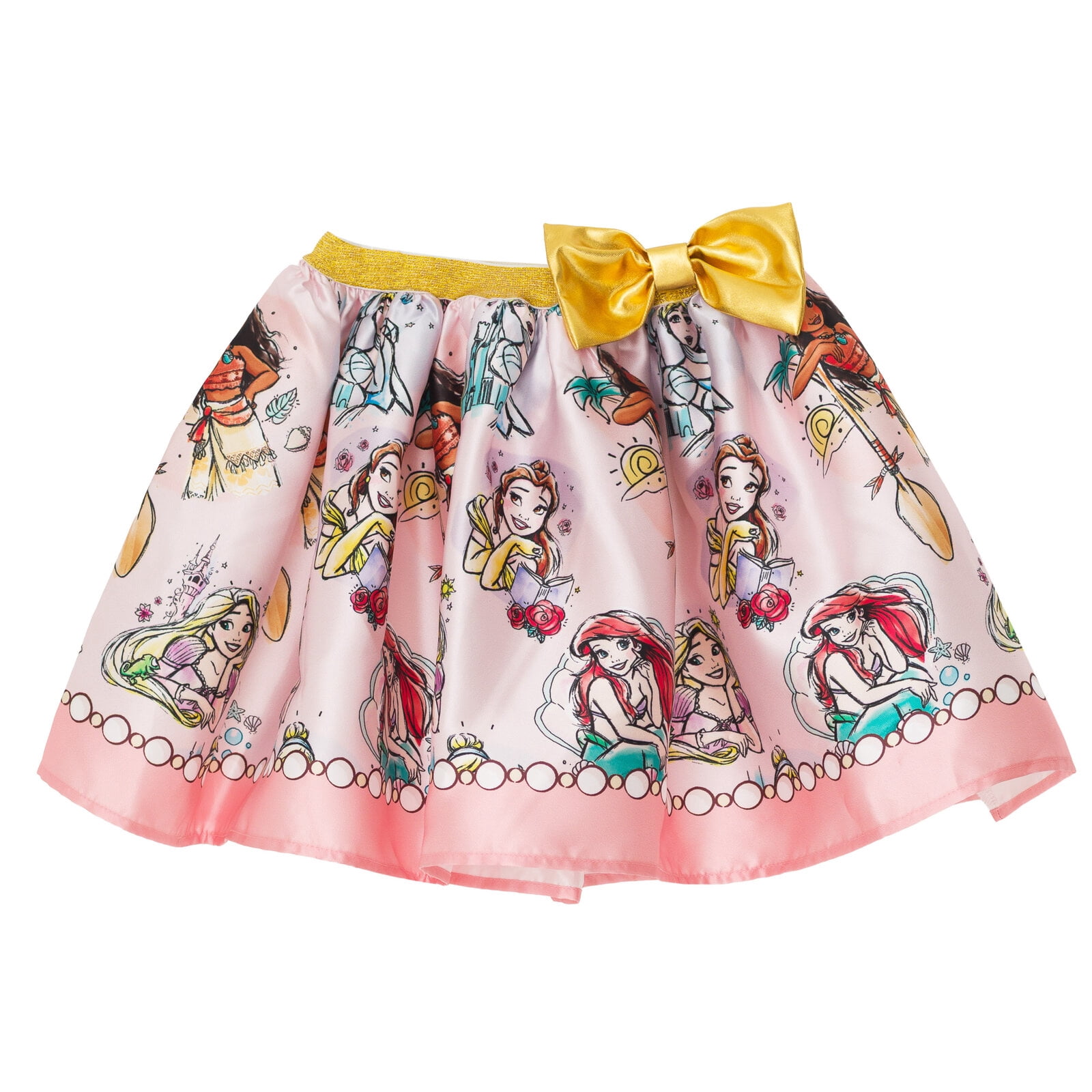 Disney Princess Moana Rapunzel Belle Tank Top and Satin Skirt Outfit Set Toddler to Big Kid