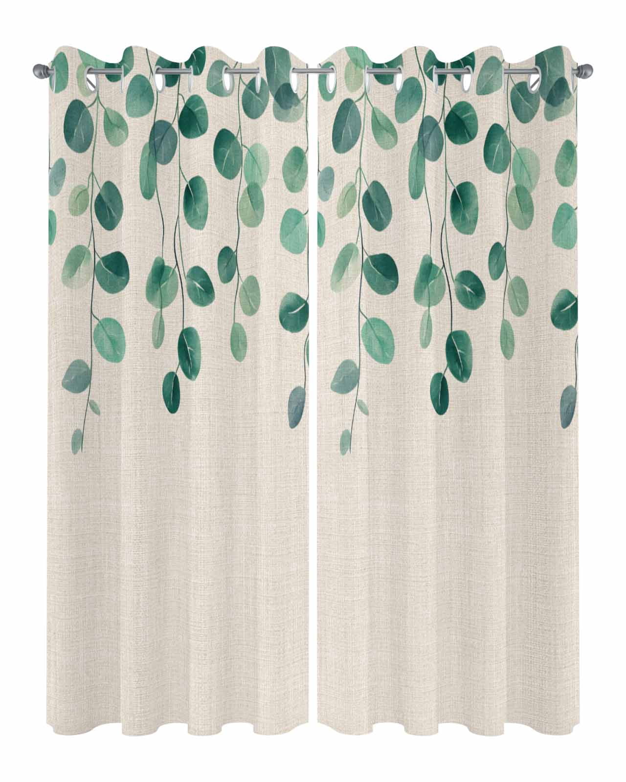 nqOlkjepod Outdoor Curtains for Patio Waterproof, Green Leaves Outdoor Privacy Panels Grommet, Retro Farmhouse Spring Natural Vines Blackout Outside Curtains for Porch/Cabana 54"x95", 2 Panels