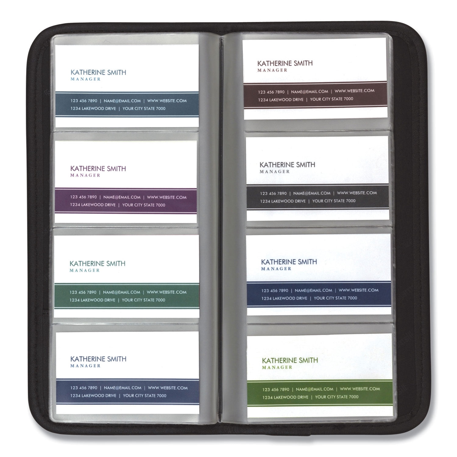 1PC Samsill Professional Vinyl Business Card File, Holds 160 2 x 3.5 Cards, 4.75 x 10.25, Black