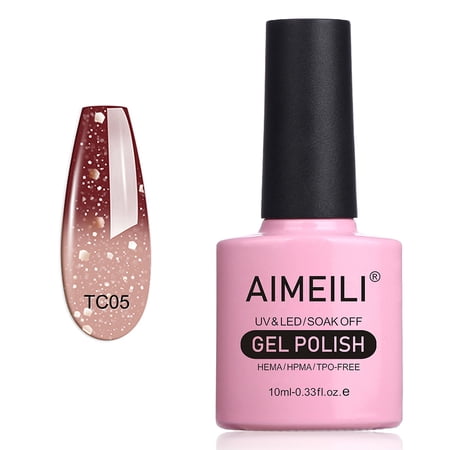 AIMEILI Soak off UV LED Temperature Color Changing Chameleon Gel Nail Polish - Chocolate Spark (Tc05) 10Ml