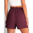thumbnail image 5 of HKYNLAG Shorts for Women Dressy Casual Elastic High Waisted Ruffle Comfy Lightweight Summer Shorts for Beach Vacation Wine S, 5 of 6