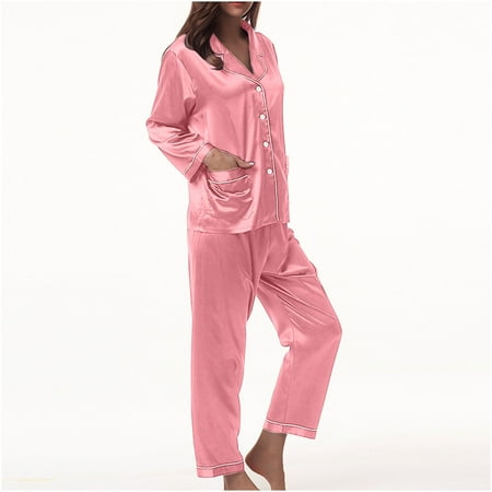 

Two piece outfits for women Women s Casual Homewear Long-Sleeve Tops Trousers Color Night Pajamas Suits athletic style suits